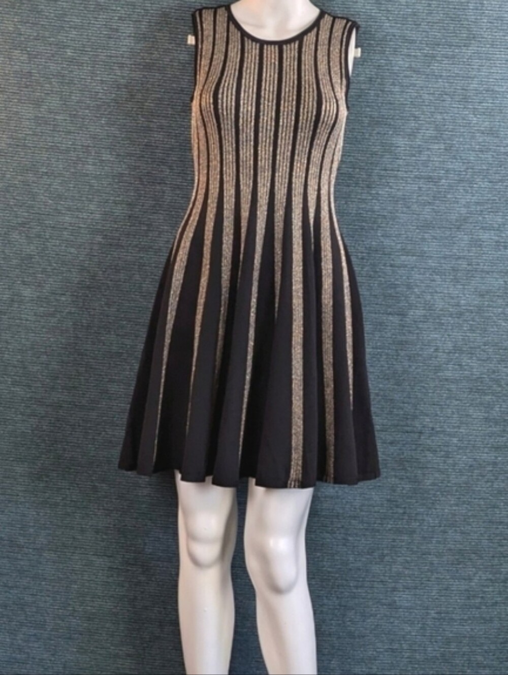 Adore Metallic Striped Fit & Flare Dress, Reversible!